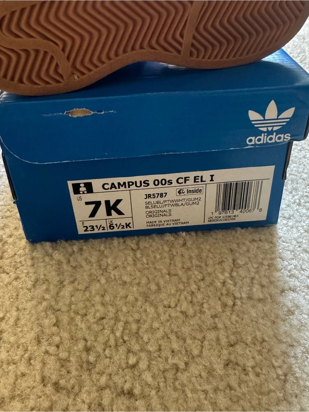 adidas Kids Royal Blue Suede Sneakers with White Stripes
